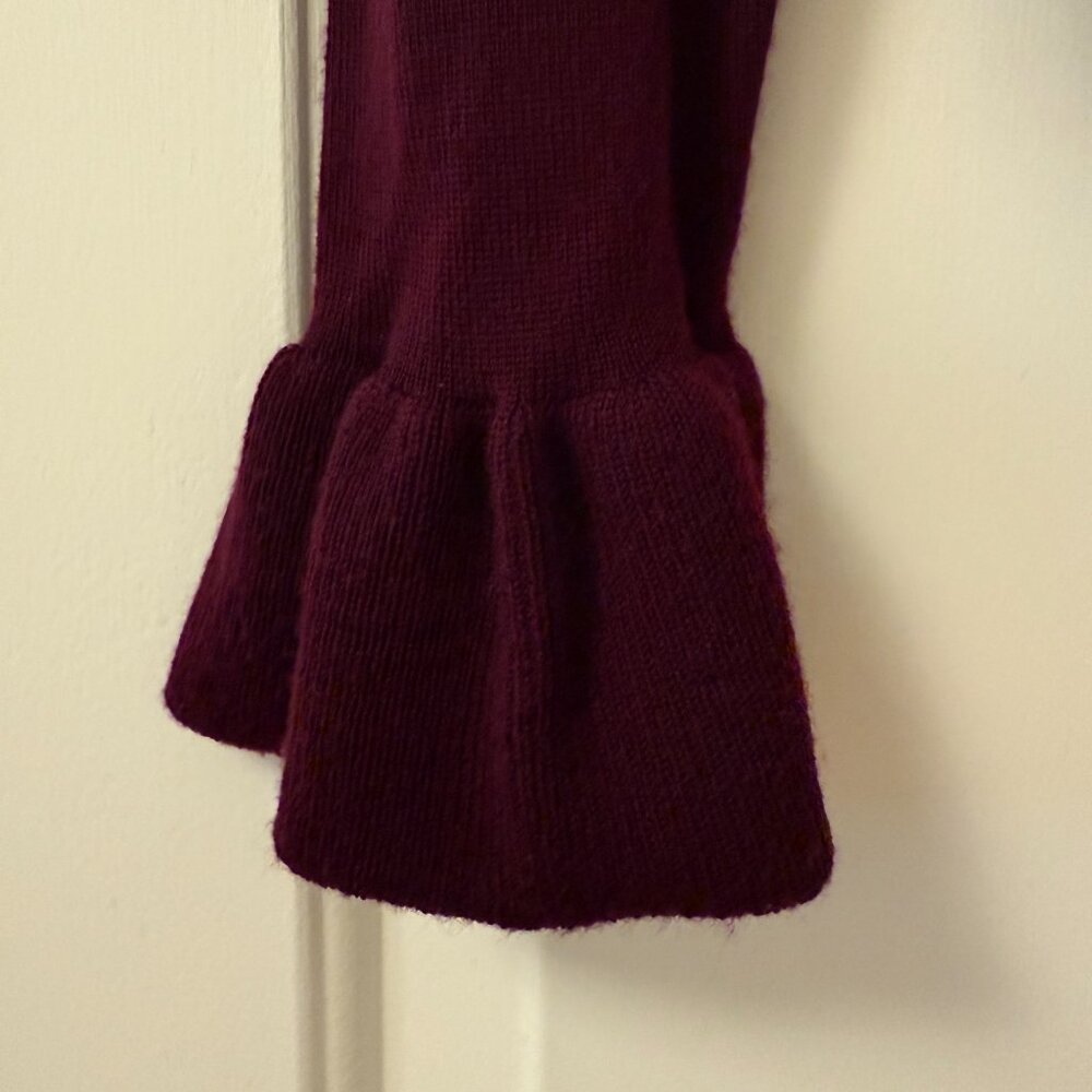Nanette Lepore Merino Wool Burgundy Crew Neck Sweater - Picture 4 of 4